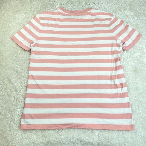 Guess Los Angeles Pink White Striped Short Sleeve Shirt Unisex - Picture 2 of 7
